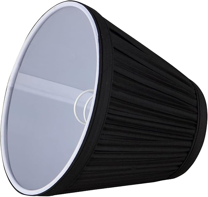 Aspen Creative 33122-5 Small Pleated Empire Shape Chandelier Clip-On Lamp Shade, Black, 3" Top x 6" Bottom x 5" Slant, 5 Pack