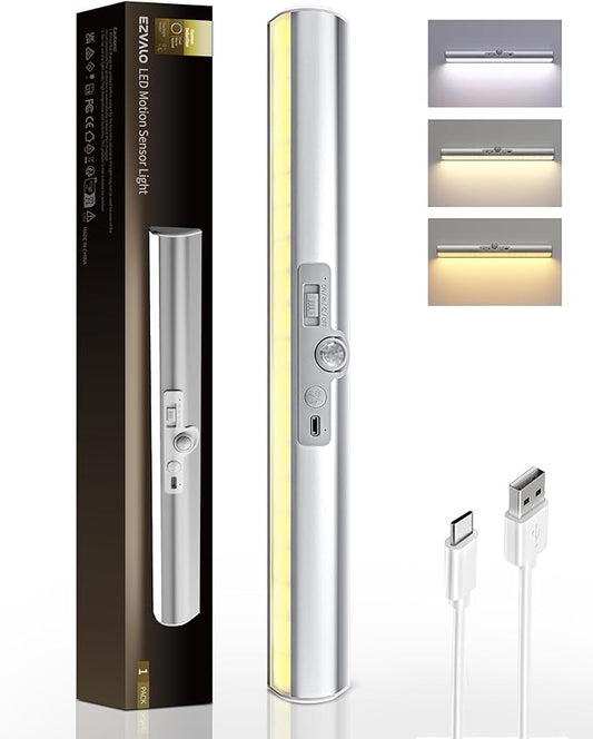 EZVALO Motion Sensor Closet Lights, Led Closet Light with Ajustable Sensor, 3 Colors & Dimmable, No Glare, Magnetic Motion Lights for Closet, Pantry