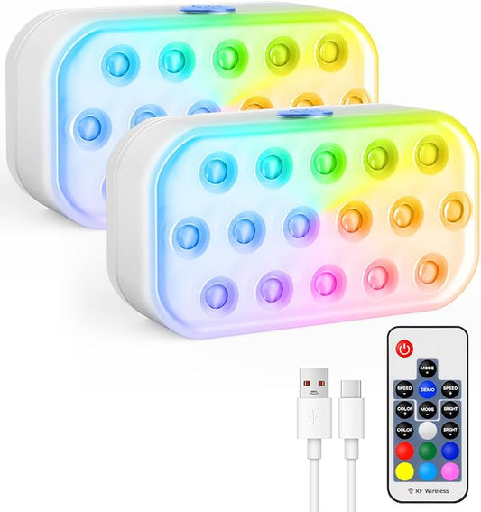 Pool Lights,Rechargeable Submersible LED Lights with Wireless Remote,20 Colors,IP68 Waterproof RGB Underwater Pool Light with Magnet for Inground/Above Ground Pools, Hot Tubs, Ponds (2 Pack)