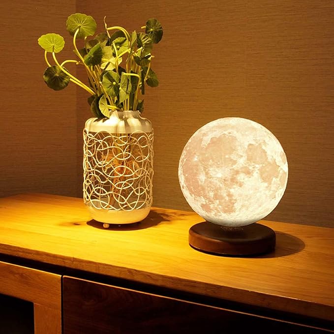 Levitating Moon Lamp Night Light 3D Printing Magnetic Floating Spinning Luna Night Light with Remote Control Thanksgiving for Dad/Kids/Friends