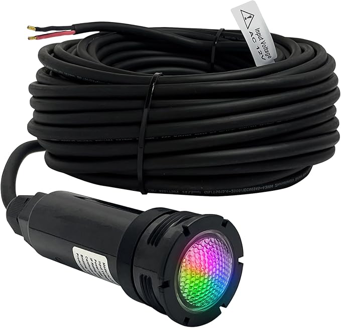 Replacement for Jandy HydroCool LED Pool Light RGBW 12W 12VAC 1.5 Inch Watercolors Nicheless, 100ft Cord 12Volt Pool Light for Inground Pools, Spa, Swim, Color Changing Energy Efficient