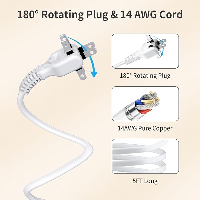 NTONPOWER 2 Prong Extension Cord 25 FT, Power Strip with 6 Outlets 4 USB Ports(2 USB C), 1875W Three Prong to Two Prong Adapter, Rotating Flat Plug, Ideal for Old House