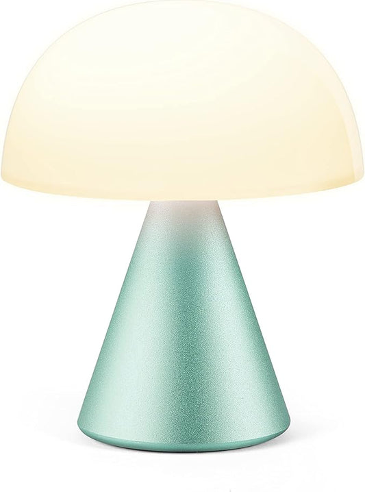 Lexon Mina M Mushroom Lamp - Portable Bedside Light for Bedrooms, Kids & Nursery - 9 LED Color Rechargeable Table Lamp with 24h Light & Dimmer, Medium - Mint