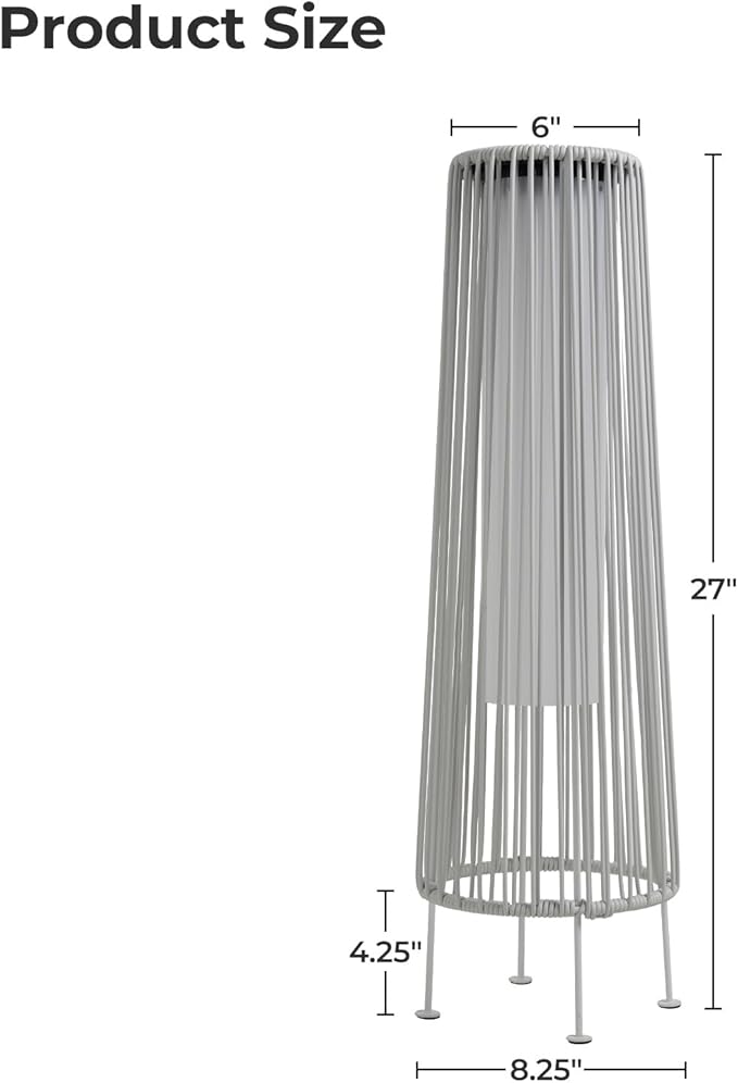 Grand patio Outdoor Floor Solar Light 2-Pack, Wicker Solar Patio Lamp Waterproof Outside Deck Lamp for Porch, Yard, Garden, Lawn Decorations - White, Gordes 2 PCS