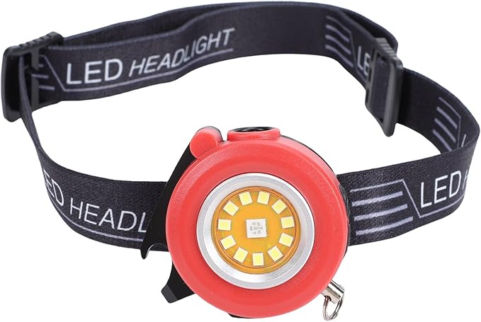 SUNGOOYUE Keychain Work Light, Aluminum Alloy Rechargeable Round Mini Pocket RGB Flashlight with Bottle Opener Rotatable Back Clamp for Emergency (Red)