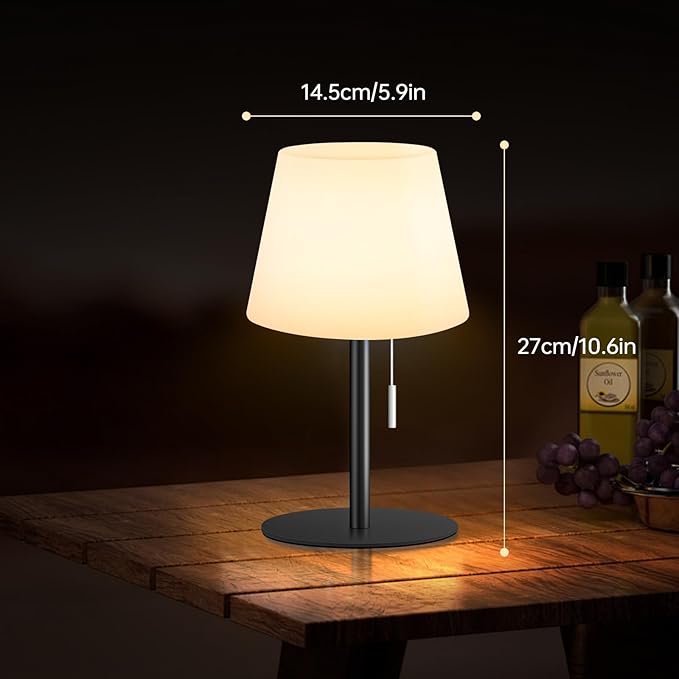 Shower Lamp Battery Operated Outdoor Table Lamps Cordless Waterproof LED Dimmable Warm White and RGB Table Lamps Rechargeable Lamp Outdoor Lamps for Patio/Bathroom（Black）
