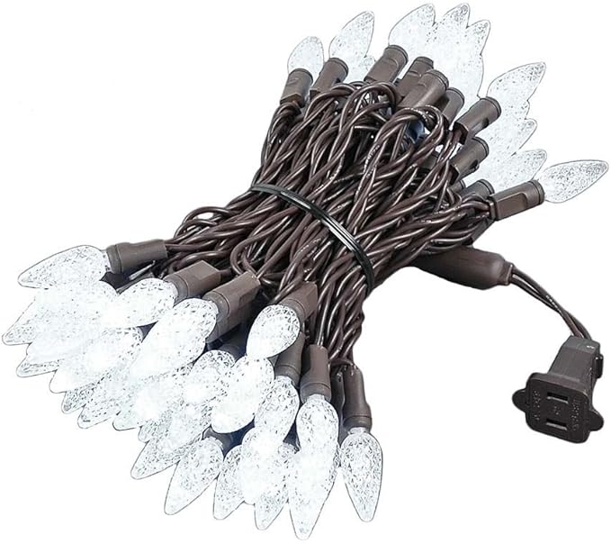 Novelty Lights 24FT 70 LED C6 LED Christmas String Lights, Outdoor Crystal Clear White Commercial Grade LED Lights, Tree Decorations