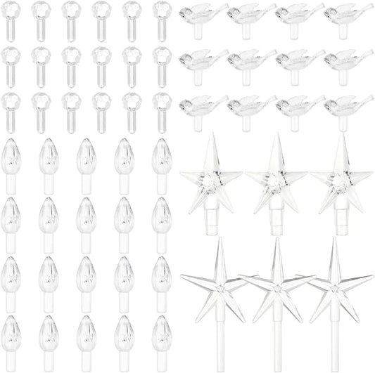 Riakrum 186 Pcs Ceramic Christmas Tree Replacement Bulb Set Globe Bird Stars for Lights Ornaments(Clear Color)