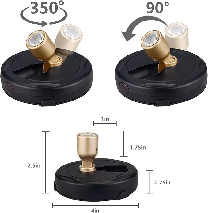 Battery Operated LED Spotlight, Picture Spot Lights, Indoor Uplighting, Puck Lights with Remote, Plants Tree Spotlight, Display Light for Paintings Dartboard Portrait-Gold