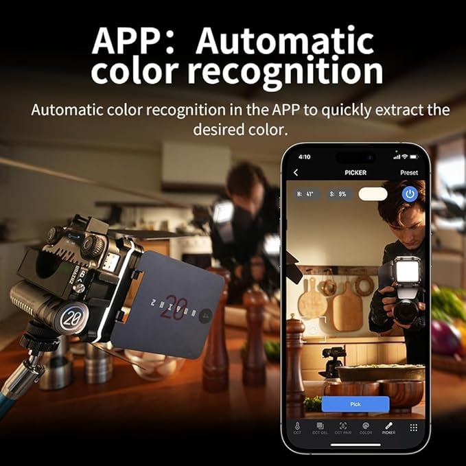 ZHIYUN FIVERAY M20C Combo RGB Video Light, 20W 2500K-10000K Portable Camera Light, HSI Mode, 16-Effects Temperature, Support Magnetic Attraction and APP Control,USB-C PD