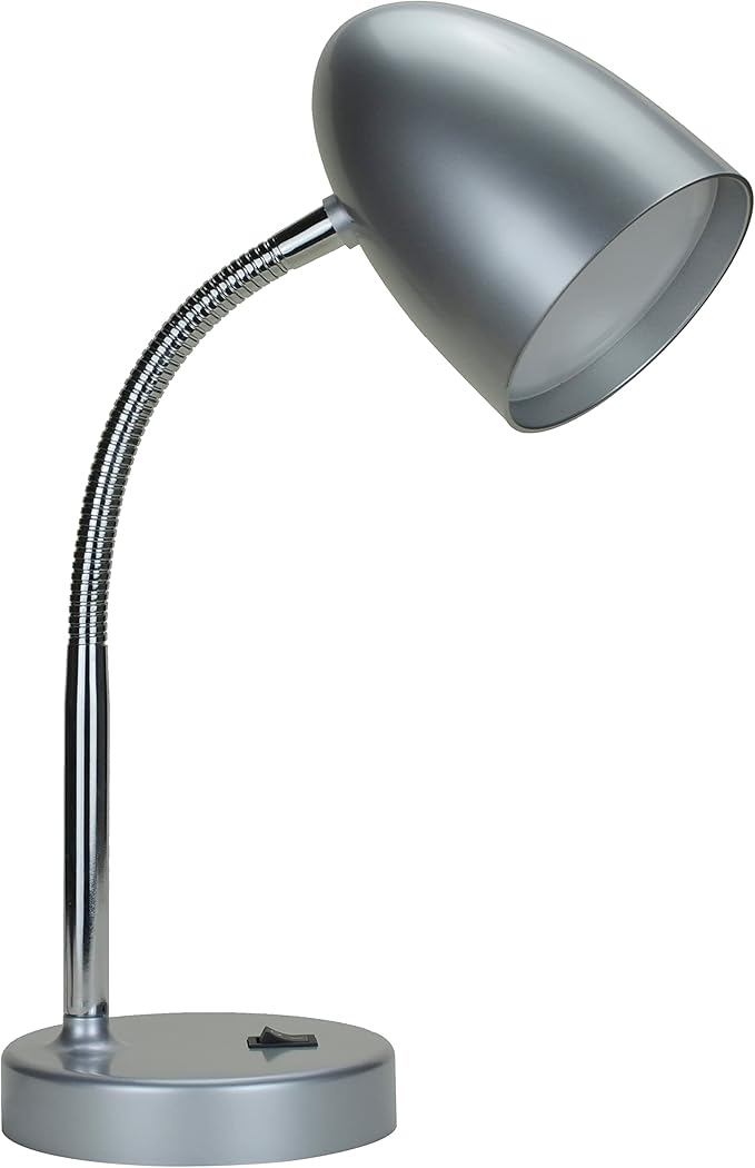 ENERGETIC SMARTER LIGHTING LED Desk Lamp, Flexible Gooseneck with Table lamp, 3.5W 240LM 4000K Cool White Study Lamps for Bedroom and Office, Eye Protection, ETL Listed Silver