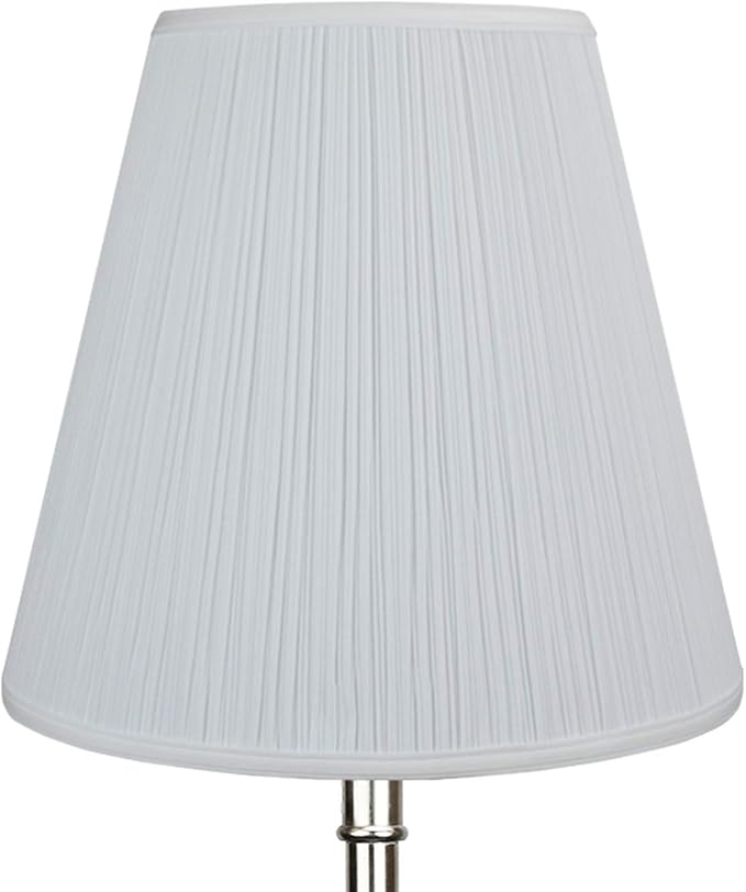 FenchelShades.com Lampshade 9" Top Diameter x 16" Bottom Diameter x 15" Slant Height with Washer (Spider) Attachment for Lamps with a Harp (Pleated Mushroom White)