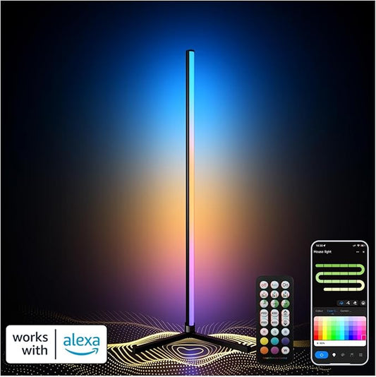 RGB Floor Lamp LED Corner Floor lamp smart Floor lamp with Music Sync Lighting, App & Remote Control, 16 Million Colors Living Room & Gaming Room (2 Pack with Alexa Voice Control)