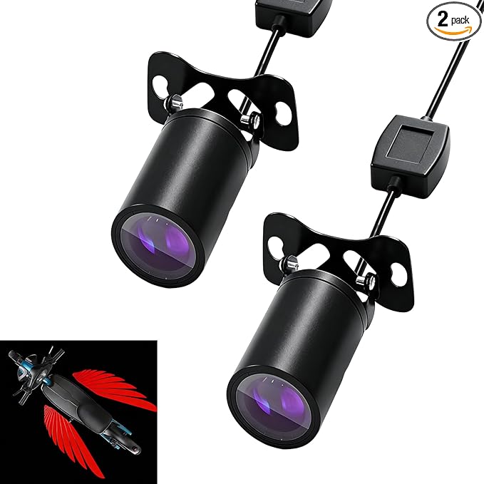 2 PCS Motorcycle LED Projection Lights, Wing Pattern Exterior Decor Lights, Vehicle Ground Projection Lamp for Motorcycle, Universal for Most Motorcycles (Red)