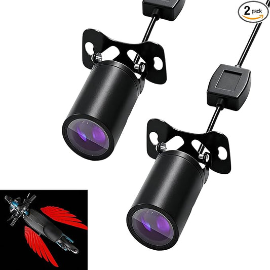 2 PCS Motorcycle LED Projection Lights, Wing Pattern Exterior Decor Lights, Vehicle Ground Projection Lamp for Motorcycle, Universal for Most Motorcycles (Red)