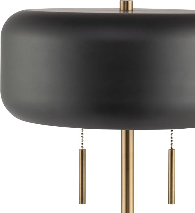 Globe Electric x Novogratz 67347 22" 2-Light Table Lamp, Metallic Dark Gray, Dual Pull Chain Switch, Modern Lighting for Bedroom or Office, Ambient Home Decor, Nightstand Essential