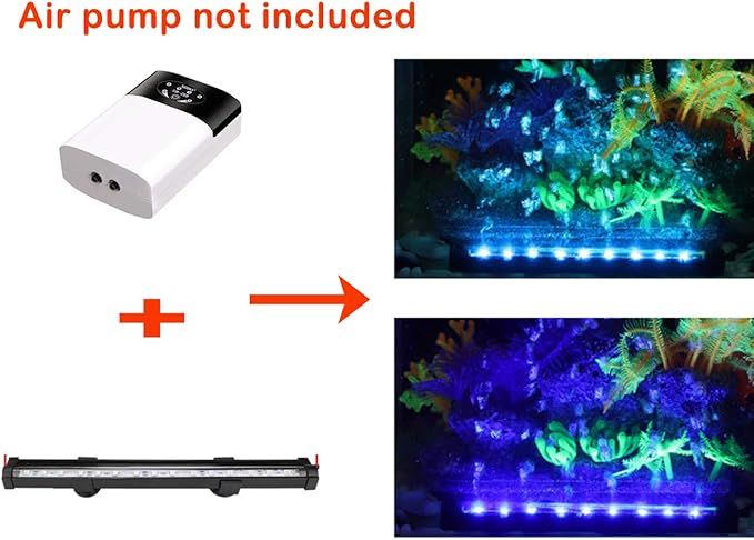 Aquarium Air Bubble Light, RGB LED Fish Tank Light with 16 Colors & 4 Modes, Remote Control, IP68 Submersible Aquarium Lamp for Turtle Tank, Betta, Shrimp