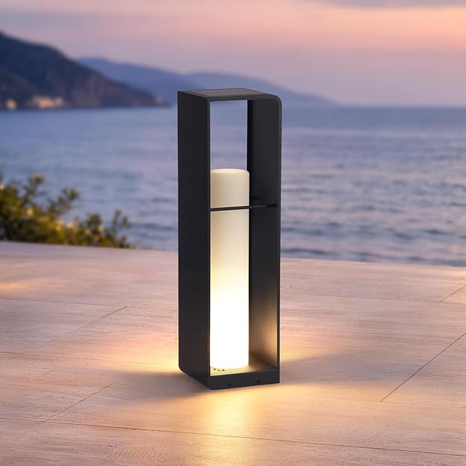 Smart Floor Lamp Dimmable, Cordless Dusk to Dawn Solar Lanterns Outdoor, Large Led Corner Floor Lamps with Remote Control, IP65 Waterproof Outdoor Lamp for Patio Driveway Garden Yard Lawn Decor