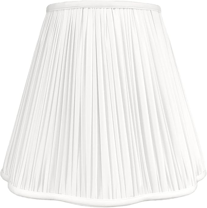 Royal Designs, Inc. BS-754-16WH Bottom Scallop Gather Pleat Basic Lamp Shade, 8 x 16 x 13, White