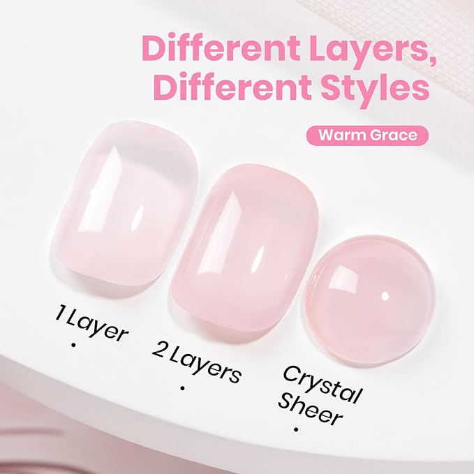 Beetles Warm Grace Nude Pink Gel Polish - 15ML Full Size Neutral Jelly Nude Nail Polish Base Color Nail Concealer Sheer Translucent Effect Soak Off UV LED French Nail Art Salon DIY Manicure Gifts