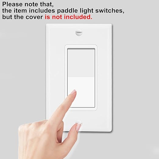Greencycle Single Pole Light Switch,15 Amp/120-277V,Double Rocker Wall Paddle Light Switch,On/Off Switches for Residential and Commercial Areas,UL Listed,White,40PK