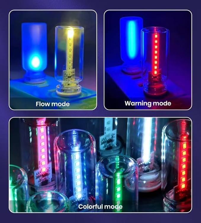 USB Car Interior LED Ambient Light – Touch Control Mood Light with 7 Color Modes, Dimmable LED Light Strip for Car, Nightstand, Camping, Party – Portable, Low Power (Frosted)