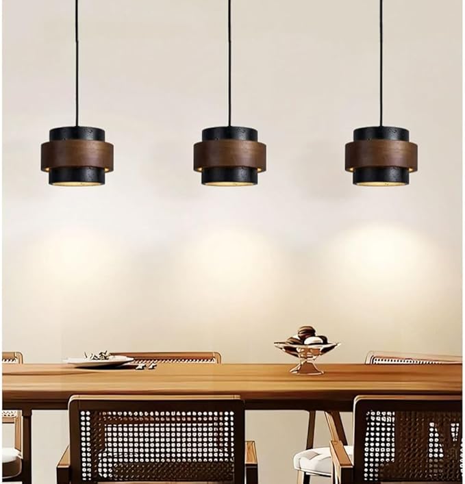 Nordic Natural Travertine Pendant Light Wabi-sabi Stone Chandelier Retro Industry Hanging Ceiling Lamp for Bedroom Bedside Study Dining Table Lighting (Black)