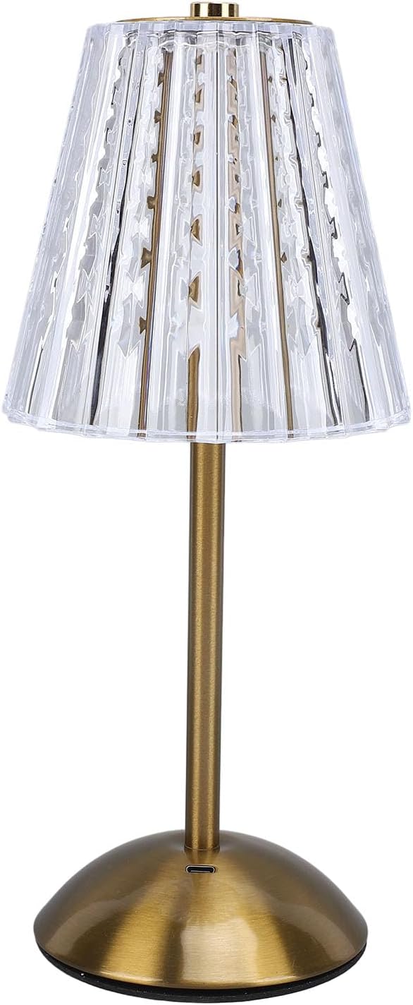 Diydeg Cordless Table Lamp, Touch Control Stepless Dimmable Crystal Table Lamp with 3 Modes, Rechargeable Battery Operated Small Nightstand Lamp for Bedroom, Living Room