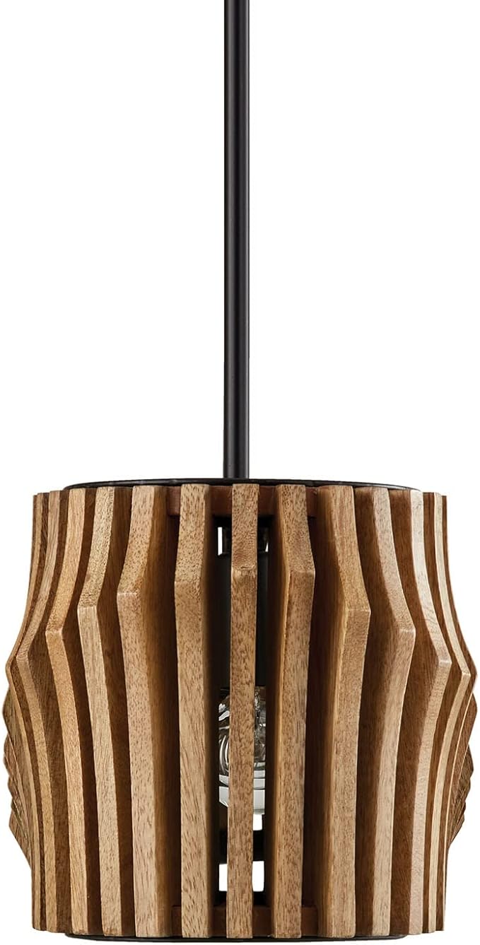 Capital Lighting 844661WK Archer Modern Artisan-Crafted Mango Wood Island Lights for Kitchen & Dinning Area, 6-Light 360 Total Watts, 8" H x 41" W, Light Wood and Matte Black