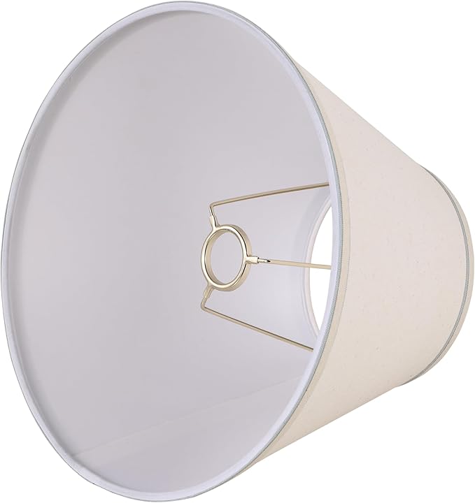 Aspen Creative 58881A Transitional Empire Shape Uno Construction Lamp Shade in Ivory Powder with Blue Trim, 6" Top x 12" Bottom x 9" Slant Height