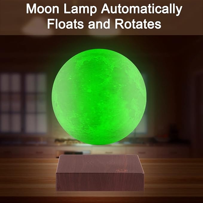 Floating Moon Lamp, Spinning 3D Printing Moon Light Magnetic Levitating LED Moon Lamps Globe with 16 Colors Modes Night Lights Unique Gifts for Thanksgiving Christmas, Room Office Decor