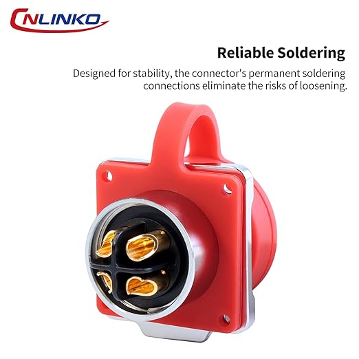 CNLINKO DH-24 4 PIN Industrial Waterproof Connectors, IP68 Circular Connector, Hard Metal Anti-Interference Shell, Quick Plug Aviation Connector, M24 Panel Mount Flange Socket (4-Pin)