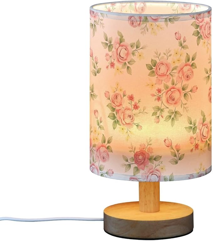 senya Flower Table Lamp for Bedroom Living Room, Pink Rose Flower Floral Bedside Lamps with USB Charging Ports Nightstand Light Lamps