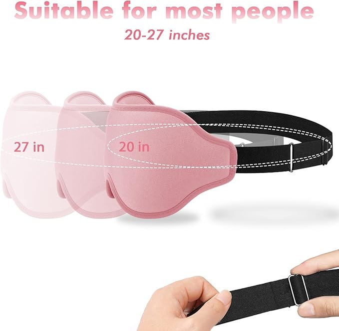 Sleep Eye Mask for Men Women, Lash Extensions 3D Sleeping Mask for Side Sleeper, Travel Blackout Night Blindfold Eye Shade Cover with Adjustable Strap (Pink-3D)