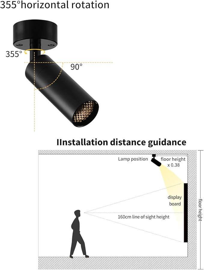 Led Modern Directional Spotlight, Zoomable Monopoint Ceiling Spot Light for Indoor Cafeteria Foyer Living Room Warm White