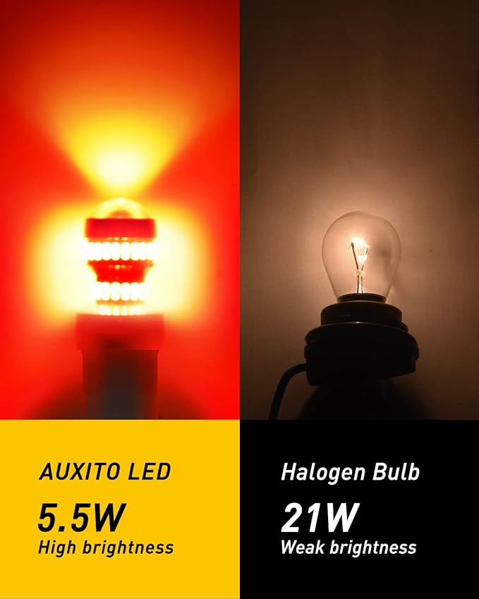 AUXITO Upgraded 1157 2357 LED Bulb Red for Tail Lights Brake Lights 400% Super Bright 2057 2357 7528 BAY15D LED Replacement Light Kit for Tail Stop Brake Signal Running Lights, Pack of 2
