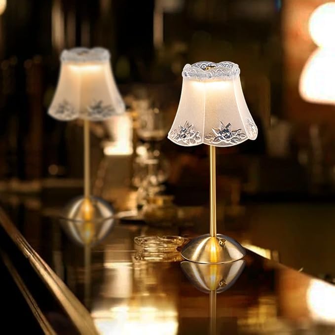 Portable Crystal Metal Desk Lamp,3-Color Touch Control, Rechargeable Battery - Ideal Bedside Lamp for Bedroom Nightstand (Golden Flower)