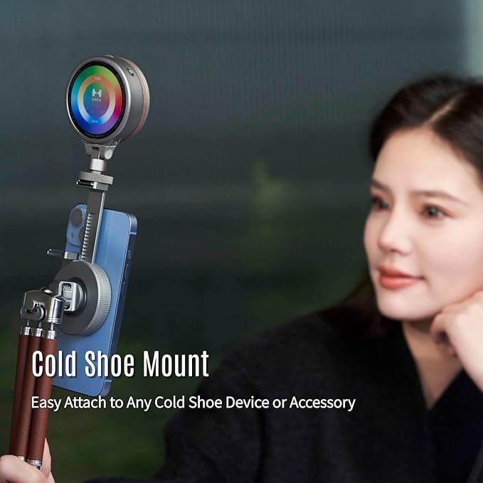 Harlowe Sol 5 Spectra On Camera Light Kit Portable Cold Shoe Mount RGBCW Camera Light 1700K-10000K CRI/TLCI 96+ 36000 Colors RGB Video Light with Touchpad and Magnetic Mount System