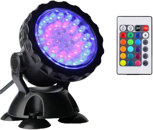 iMeshbean Submersible Led Pond Lights, 36-LEDs Underwater Pool Fountain Waterfall Lights RGB Color Changing Lamp with Remote Control (1-Light)