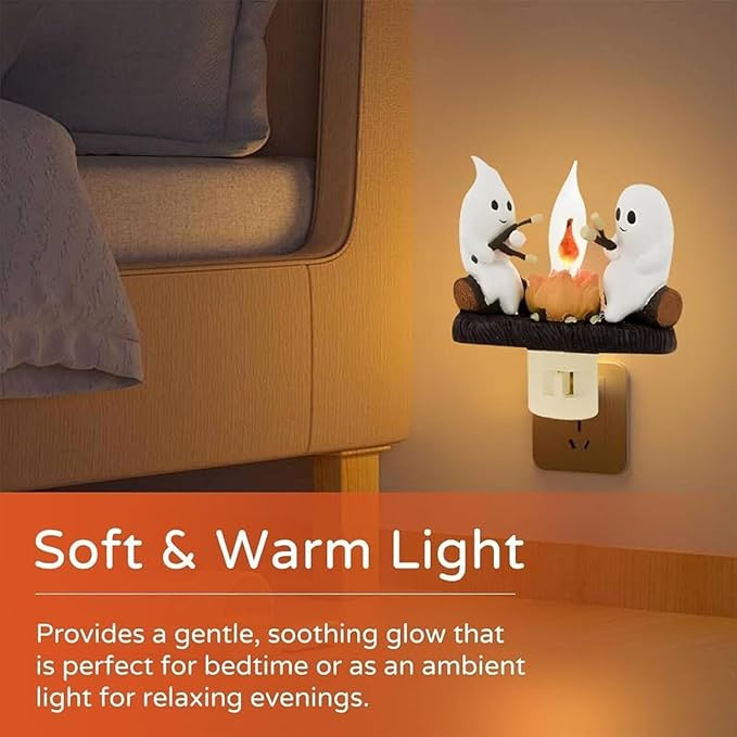 LEDeng Ghost Campfire Flickering Wall Light, Flicker Flame Halloween Wall Decoration, LED Faux Campfire Light, Halloween Indoor Decoration, Holiday Gifts