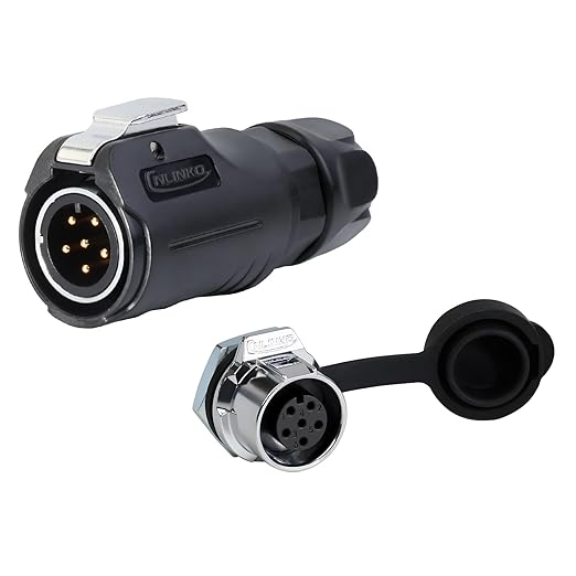 CNLINKO LP-12 6 Pin Connector IP68 Waterproof Circular Electrical Plug for Outdoor Equipment Solar Industrial Machinery DC 12V Threaded Single Port Metal-Reinforced Kit (6-Pin)