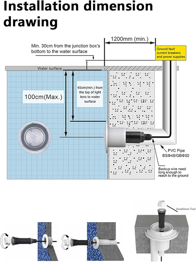 Direct Replacement for Pentair Globrite Color Led Pool Light - 1.5 Inch 100ft Cord 12VAC RGB Changing Swimming for Inground Pools/Spa