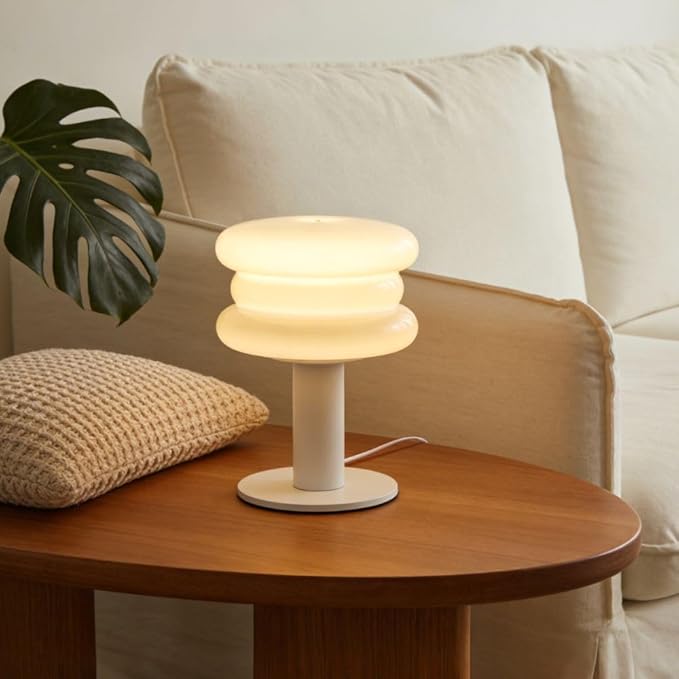 Hamburger Table Lamp for Bedroom,Mid Century Modern Yellow Lamp for Living Room,Bedside Warm Lamp,Unique Aesthetic Home Decor