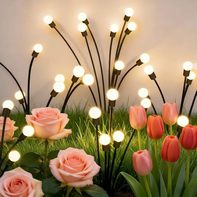 Solar Garden Lights(2-Pack,16 LED),Solar Light Outdoor Waterproof,Solar Swaying Lights,Firefly for Patio Pathway Decoration in Courtyard,Big Bulb,Unique Gifts for Women, Gifts for Grandma