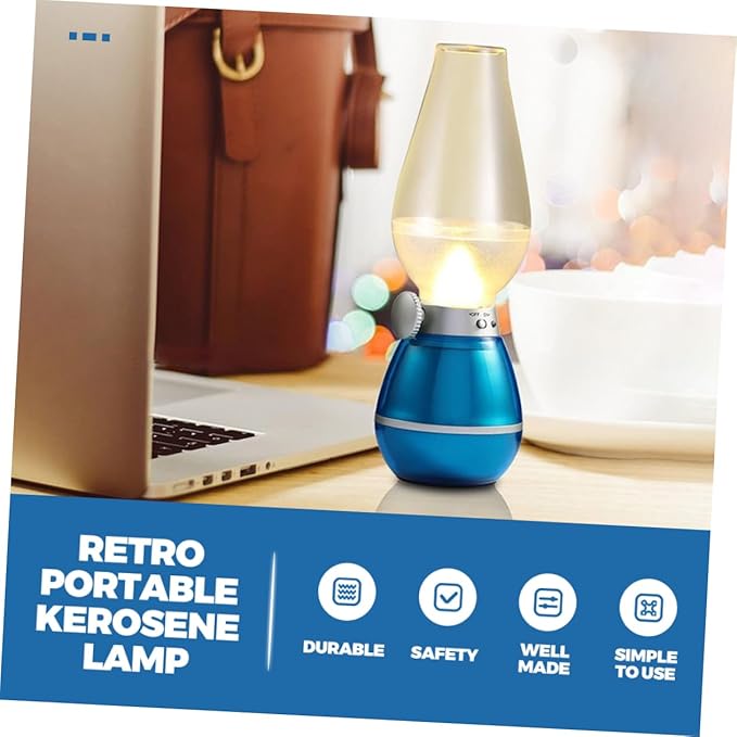 NUOBESTY Vintage Rechargeable Table Lamp LED Light Portable Retro Oil Lantern for Camping and Home Decor Dimmable Brightness Battery Operated Random Color