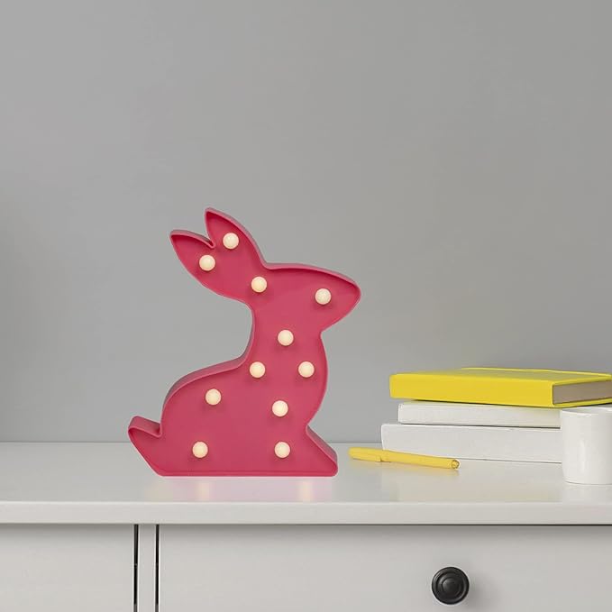 Northlight 9.5" LED Lighted Pink Easter Bunny Marquee Wall Sign