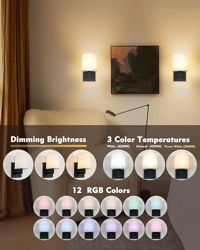 HEQIQEH Vintage Rechargeable Battery Powered 1-Light Fabric Wall Sconce, Dimmable Cordless Wall Mounted Lamp Fixture with Remote Control for Living Room Bedside Dining Room Hallway