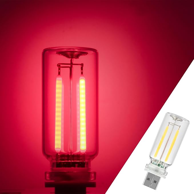 1 Pack Car LED Lights Interior, USB Light for Car Decor & Bedroom, Touch Dimmable Ambient Lighting, Mini Glass Bottle Night Light for Camping Gifts-Red