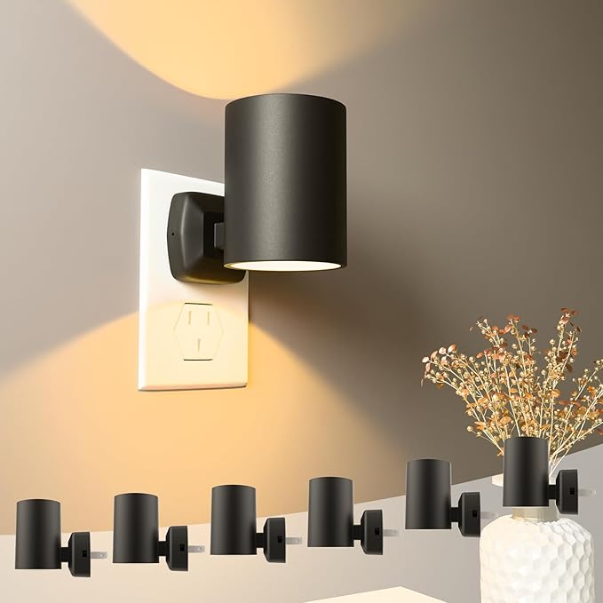 ETL Night Lights Plug into Wall 6 Pack,Plug in Nightlight,2700K Brightness Adjustable Night Light, Dusk to Dawn Sensor, Nightlights for Bedroom, Bathroom, Hallway