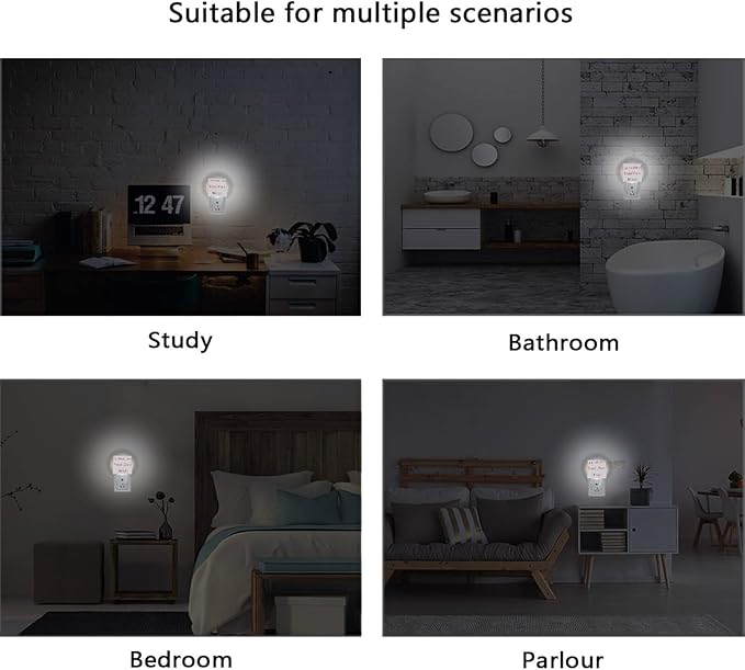 Vdsrup Custom Night Light Set of 2 Personalized Nightlights Plug in LED Nightlight Auto Dusk to Dawn Sensor Lamp for Bedroom Bathroom Kitchen Hallway Stairs